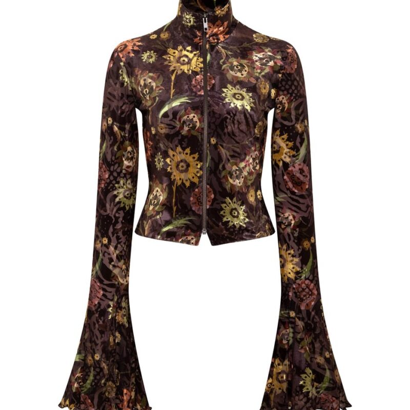 Siedrés JUN - Velvet devoré fluted top with front zipper — image 1 of 4