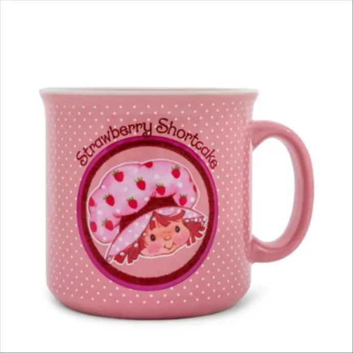 Silver Buffalo Strawberry Shortcake Polka Dots Ceramic Camper Mug | Holds 20 Ounces