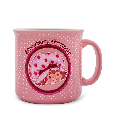Silver Buffalo Strawberry Shortcake Polka Dots Ceramic Camper Mug | Holds 20 Ounces