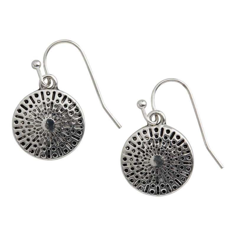 Silver Sand Dollar Drop Earrings