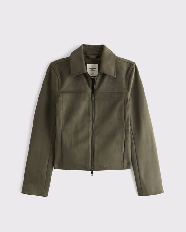 Slim Zip Vegan Suede Jacket