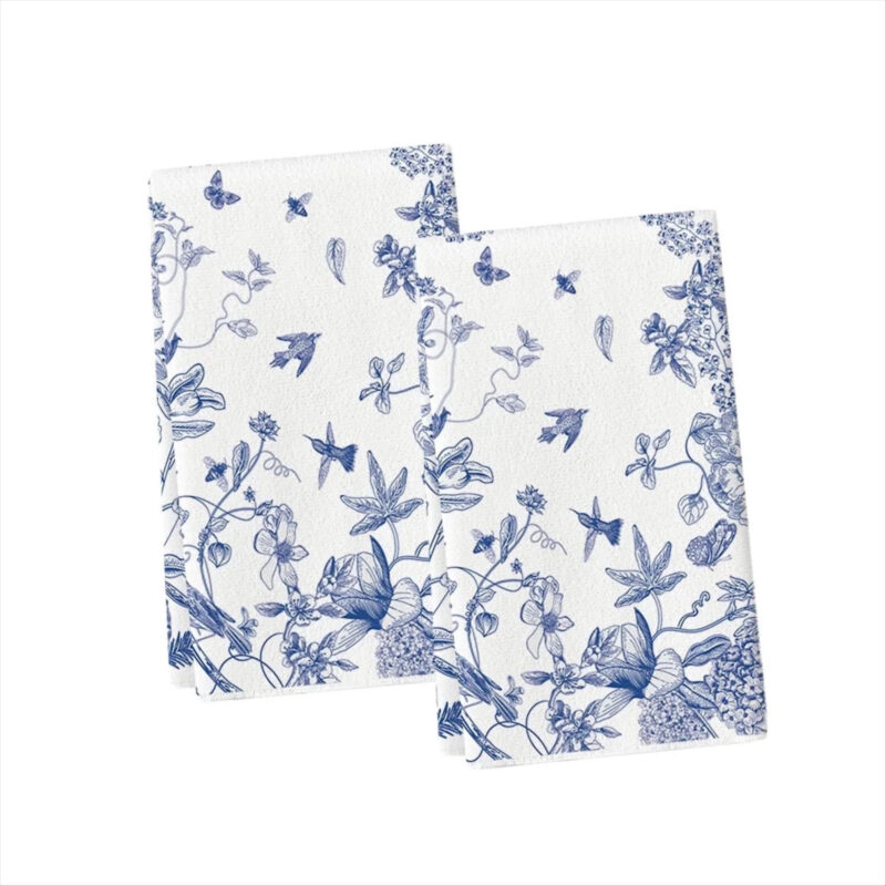 Sm:)e Floral Leaves Hummingbird Royal Blue Porcelain Kitchen Towels Dish Towels, 18x26 Inch Seaso...