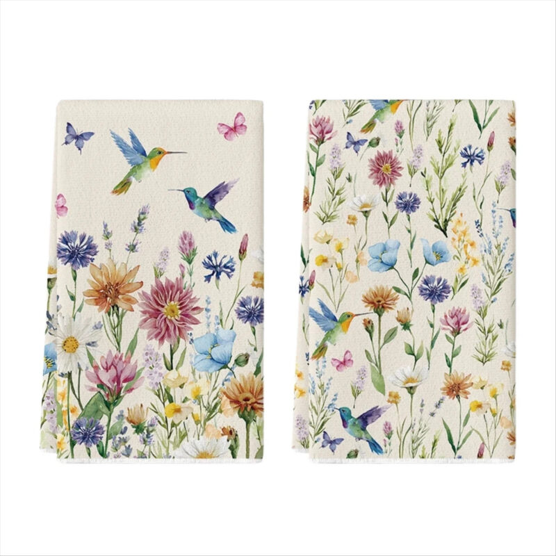 Sm:)e Hummingbird Spring Flowers Kitchen Towels Set of 2, 18x26 Inch - Walmart.com