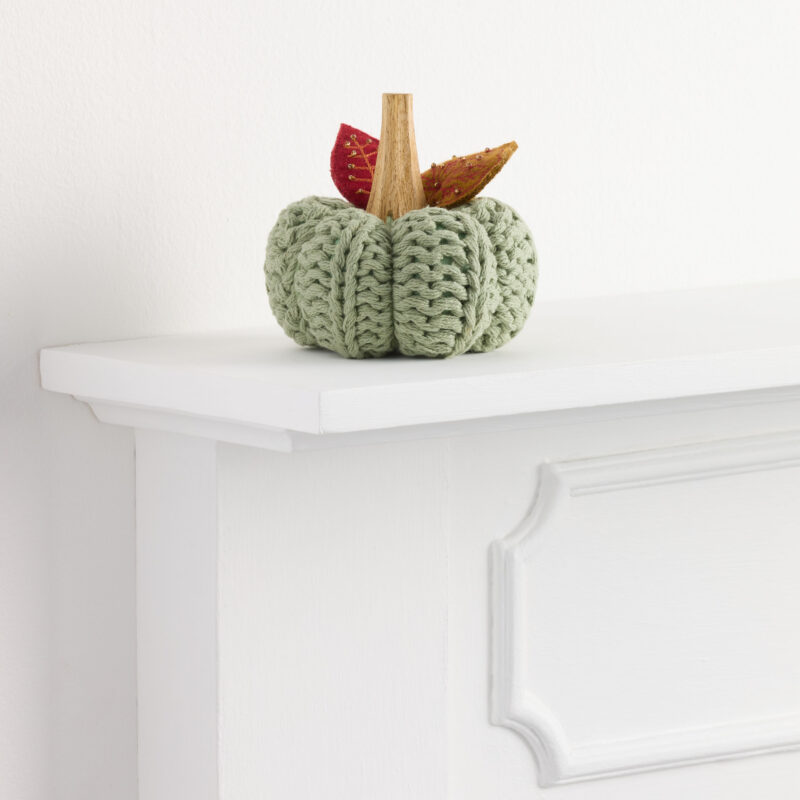 Small Sage Green Cotton Crocheted Pumpkin Decor