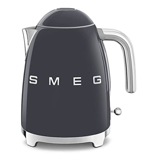 SMEG KLF03 Electric Kettle 1.7L (7 Cup), Retro Hot Water Boiler for Tea & Coffee, Fast Boiling, Auto Shut-Off, Soft Open Lid, 360° Swivel Base Countertop Kettle – Slate Grey