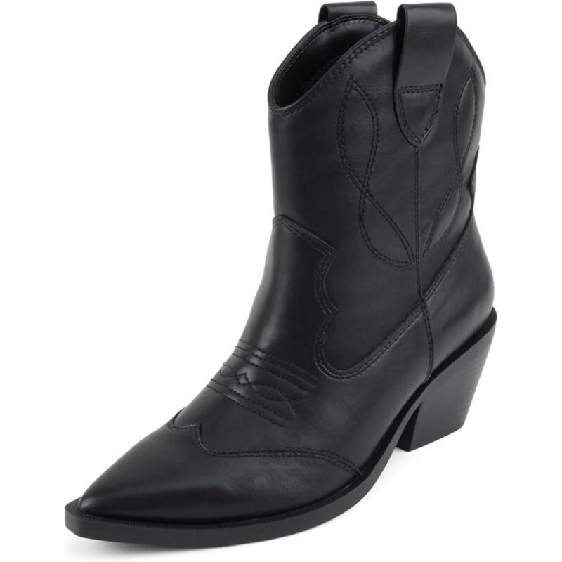 Soda Women’s Incity Pointed Toe Western Ankle Boot (Black 7.5)