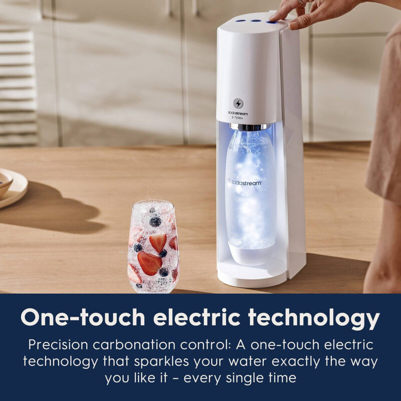 SodaStream E-Terra Bundle with Extra CO2 Cylinder and Carbonating Bottles White: Sparkling Water ...
