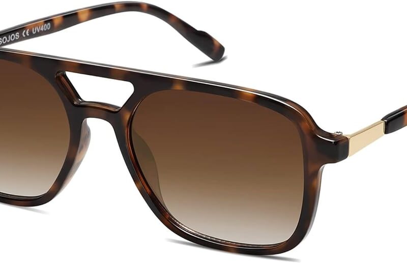 SOJOS Retro Aviator Sunglasses Womens Mens,Trendy Rectangle Shades SJ2202