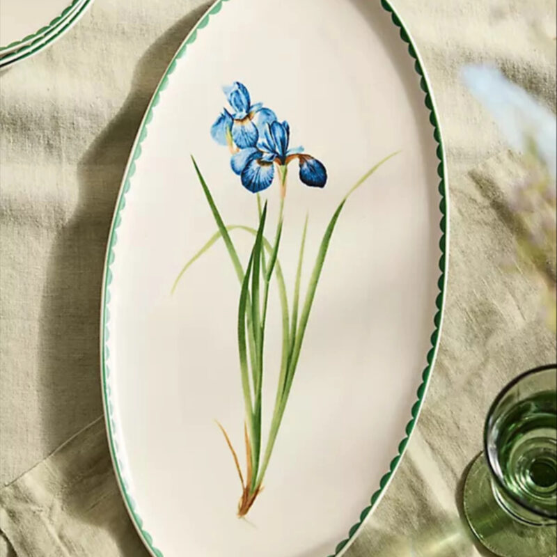 Spring Botanical Stoneware Serving Platter