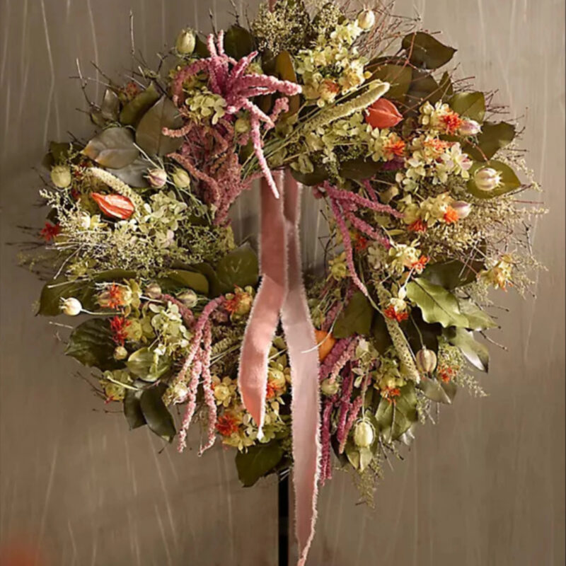 Statice + Safflower Dried Wreath