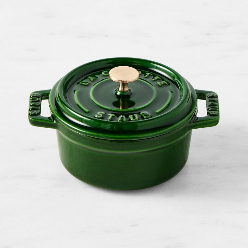 Staub Basil with Brass Staub Basil with Brass Collection Staub Enameled Cast Iron Mini Cocotte 1/4-Qt.