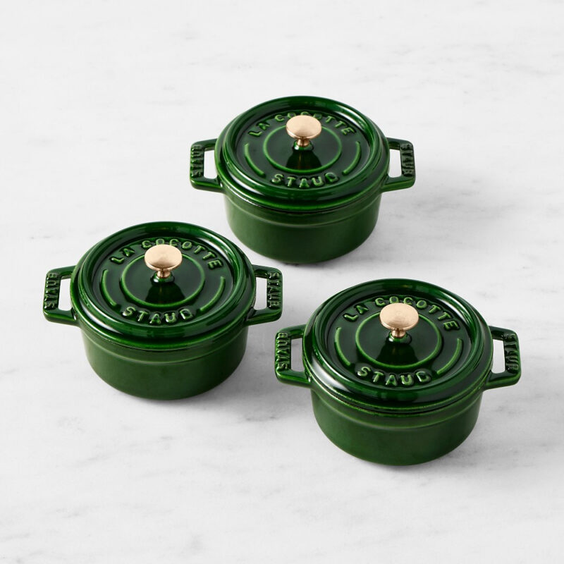 Staub Basil with Brass Staub Basil with Brass Collection Staub Enameled Cast Iron Mini Cocotte 1/4-Qt.