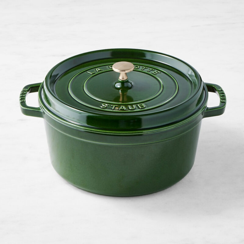 Staub Basil with Brass Staub Basil with Brass Collection Staub Enameled Cast Iron Round Dutch Oven