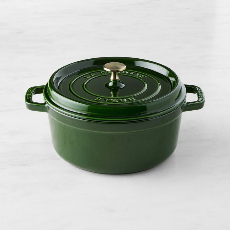 Staub Basil with Brass Staub Basil with Brass Collection Staub Enameled Cast Iron Round Dutch Oven