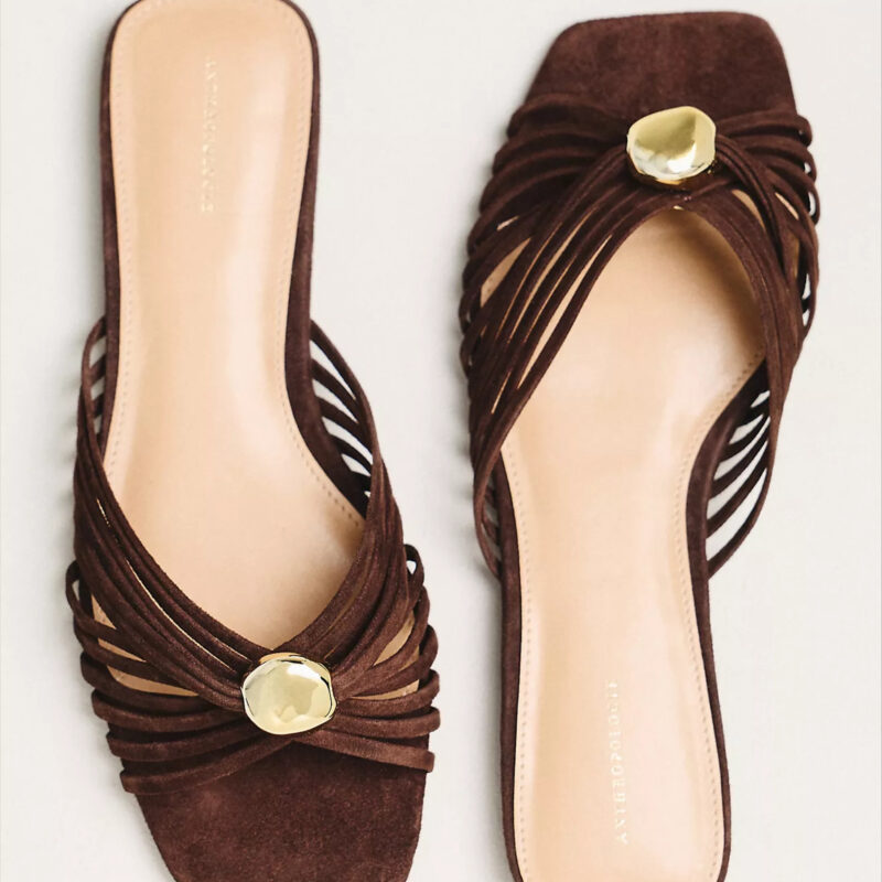 Strappy Square-Toe Slide Sandals