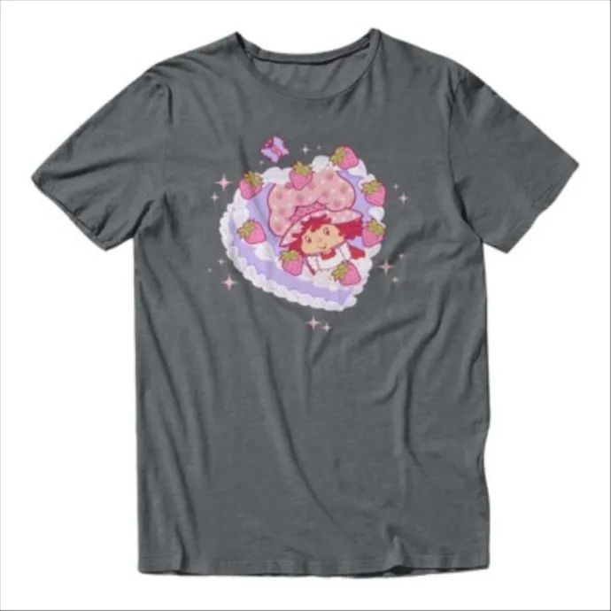 Strawberry Shortcake Mens Cutie Pie Cake Portrait T Shirt - Heather Dark Grey - Medium