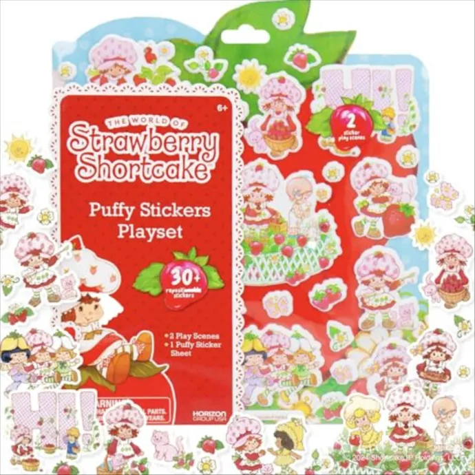 Strawberry Shortcake Puffy Sticker Playset, Cute Puffy Stickers & Double-Sided Play Scene, Sticker Books for K