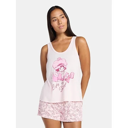 Strawberry Shortcake Women's and Women's Plus Tank Top and Shorts Pajama Set, 2-Piece, Sizes XS-3X