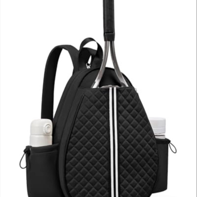 Sucipi Tennis Bag, Quilted Tennis Sling Crossbody Backpack, Water Resistant Tennis Racket Bags for Women Men, Suitable for Pickleball Tennis Badminton