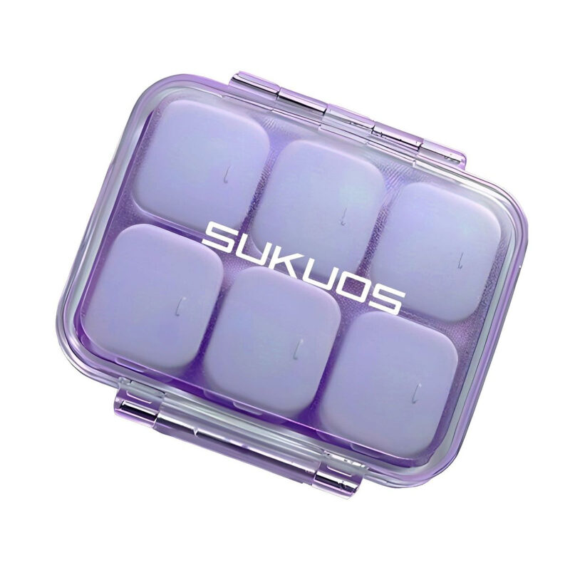 Sukuos Daily Use Pill Organizer, 1 Pack, Large Capacity Travel Box, Easy Open Compartments, Medic...