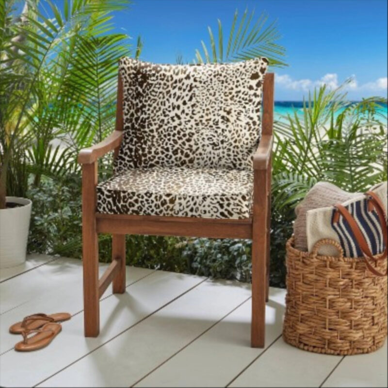Sunbrella 23.5"x23"x5" Indoor/Outdoor Deep Seating Pillow & Corded Cushion Set Espresso Leopard