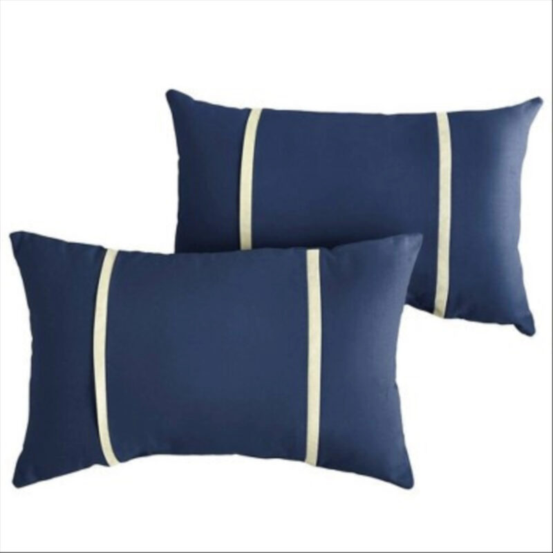 Sunbrella 2pk Canvas Lumbar Outdoor Throw Pillows Navy: Fade & UV-Resistant, Acrylic with Polyester Fill