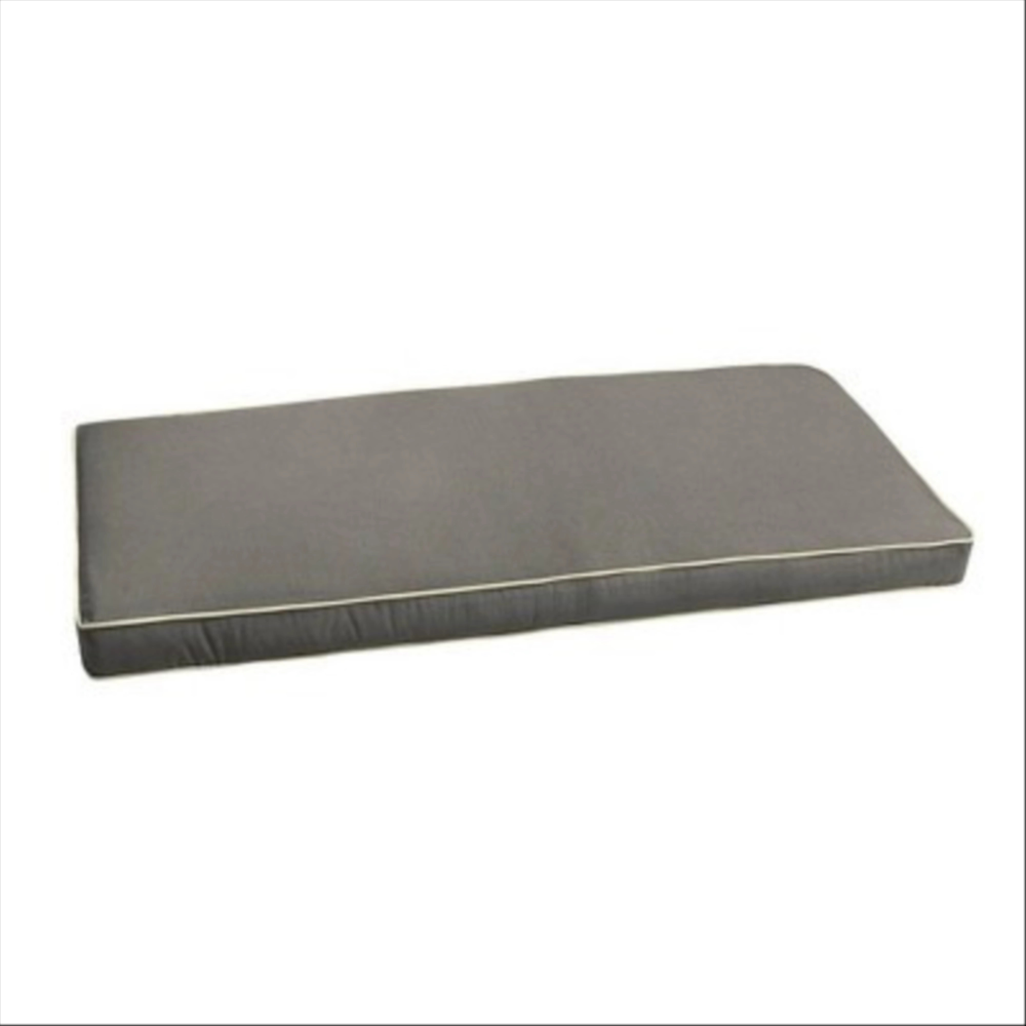 Sunbrella 48" x 19" x 3" Outdoor Corded Bench Cushion Charcoal Gray/Ivory: Weather-Resistant with Zipper Closure