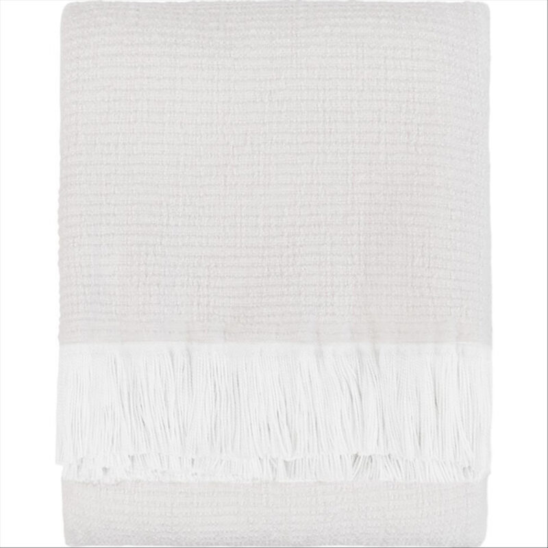 Sunbrella | Crosshatch Stain Resistant Indoor Outdoor Throw, White | Maisonette