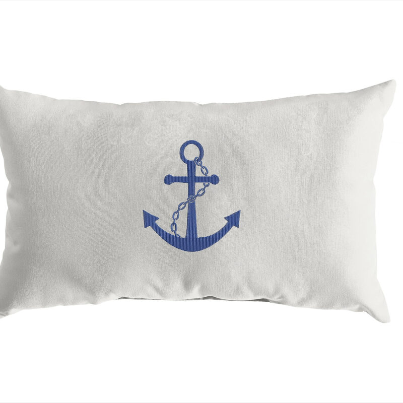 Sunbrella Indoor/Outdoor Lumbar Embroidered Anc hor Pillow