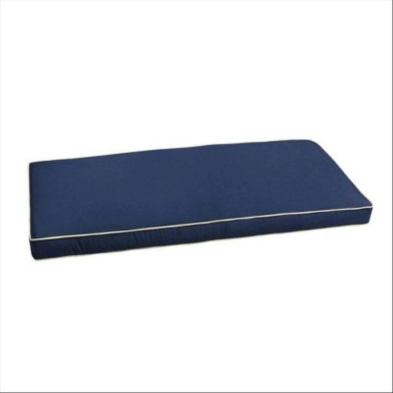 Sunbrella Outdoor Bench Cushion Navy/Ivory: Weather-Resistant with Zipper Closure & Polyester Fill