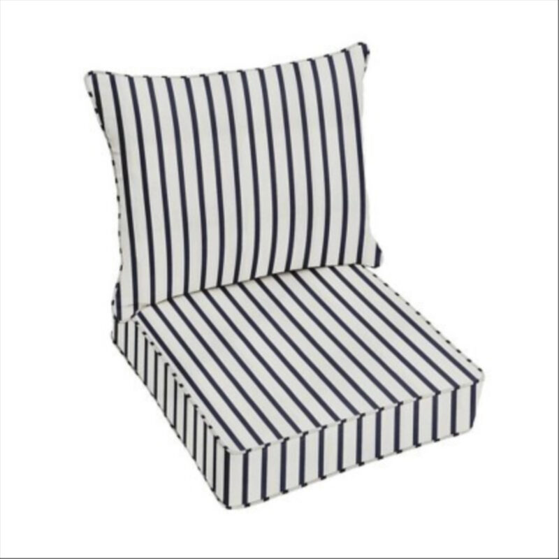 Sunbrella Stripe Outdoor Corded Pillow and Cushion Set Blue/White: UV & Weather-Resistant Patio Furniture Cushions