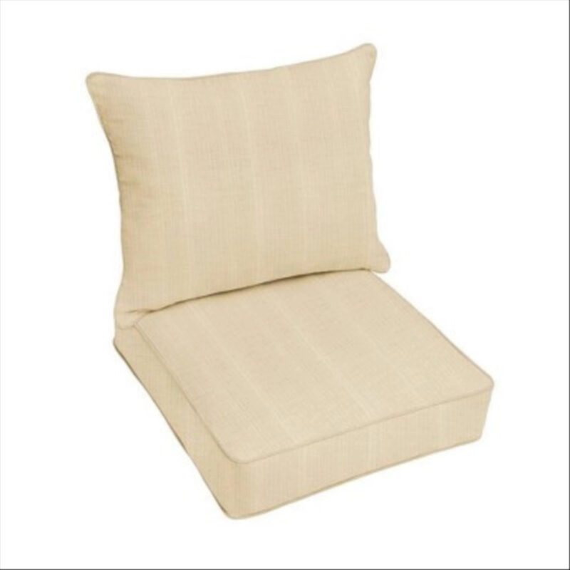 Sunbrella Textured Outdoor Corded Pillow and Cushion Set Beige: Weather-Resistant, UV-Protected, Zippered