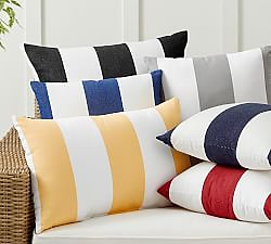 Sunbrellau00ae Awning Striped Outdoor Pillow