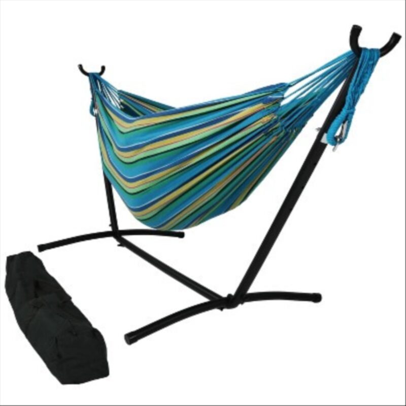 Sunnydaze Large Double Brazilian Hammock with Stand and Carrying Case - 400 lb Weight Capacity - Sea Grass