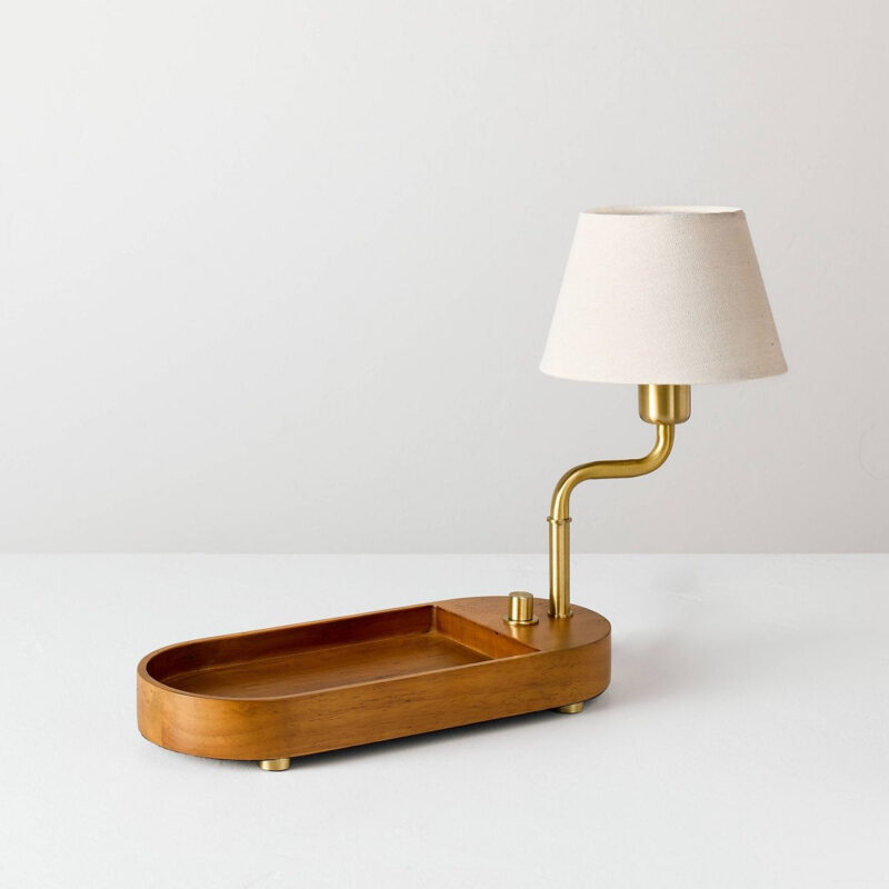 Swivel Accent Table Lamp with Mid Tone Wood Tray - Hearth & Hand™ with Magnolia