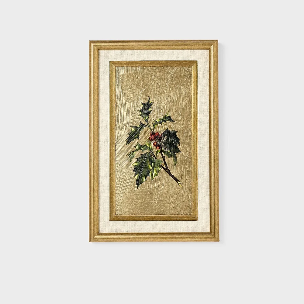 9"x14" Gold Foil Winter Botanical Framed Wall Art - Threshold™ designed with Studio McGee