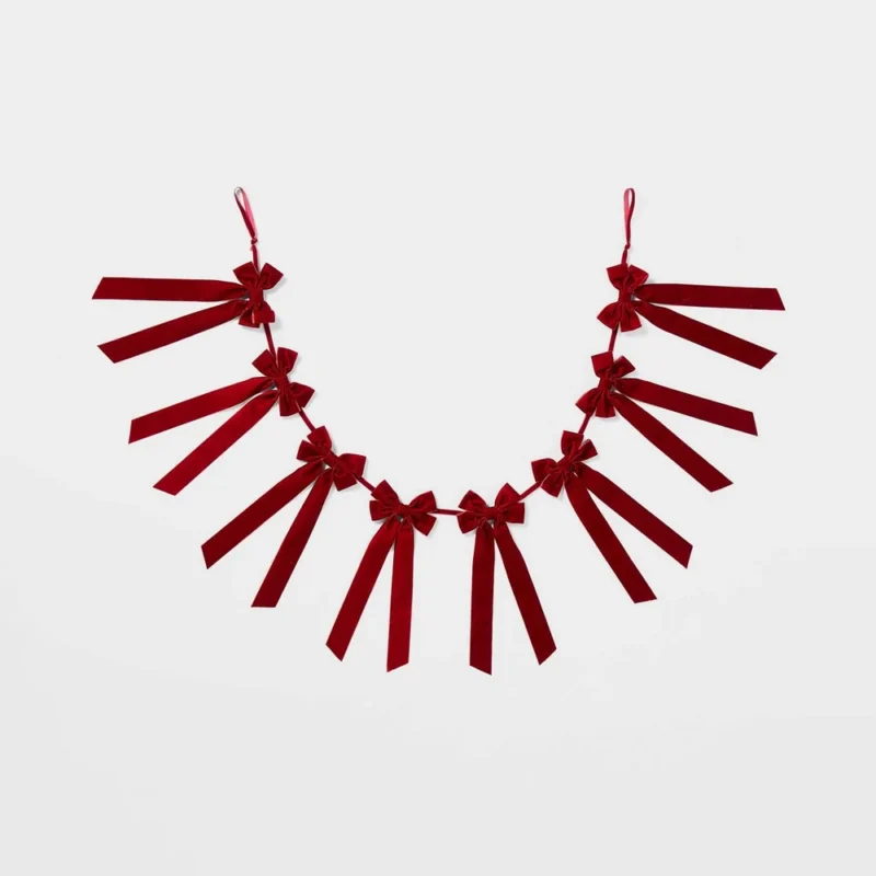 Red Velvet Bow Garland - Threshold™ designed with Studio McGee