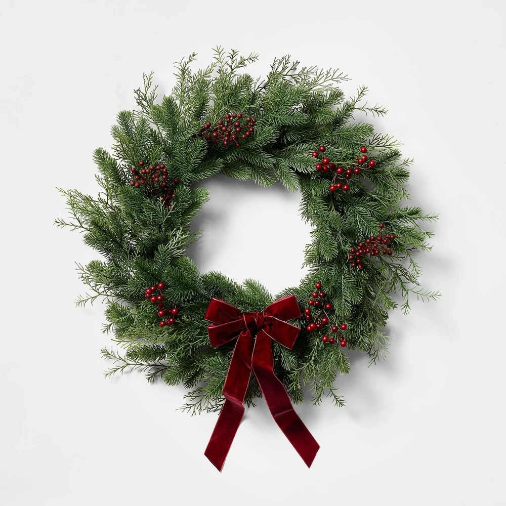 Mixed Green and Red Berry Christmas Wreath - Threshold™ designed with Studio McGee