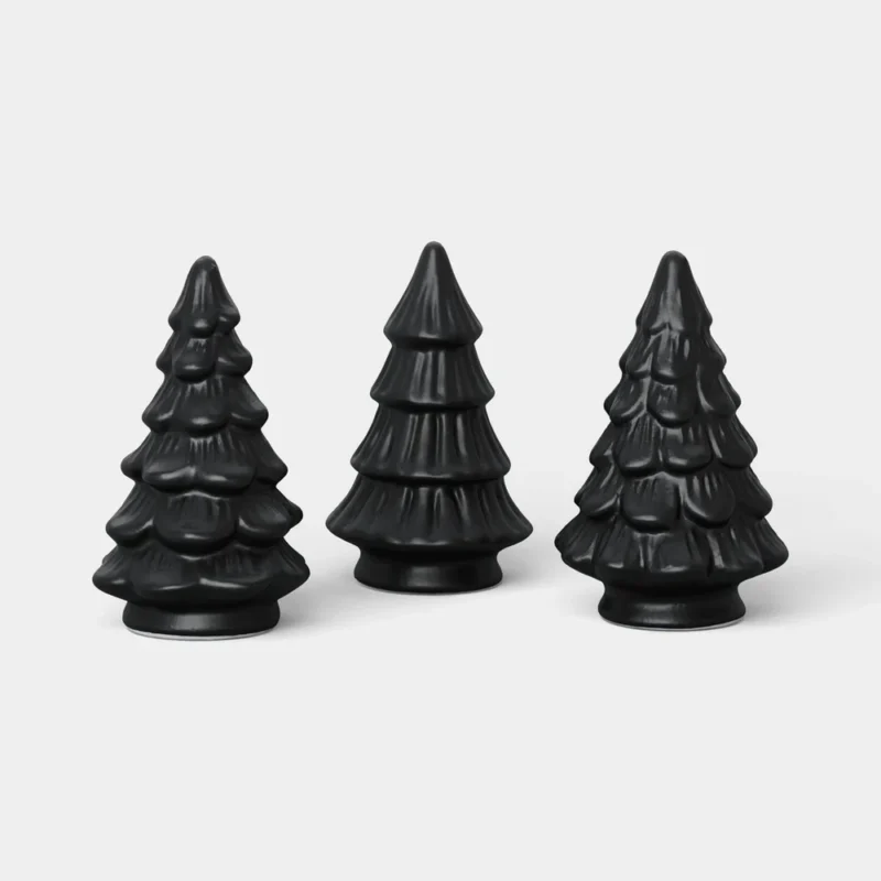 3pk Christmas Metal Decorative Objects Mini Figurals Matte Black - Wondershop™