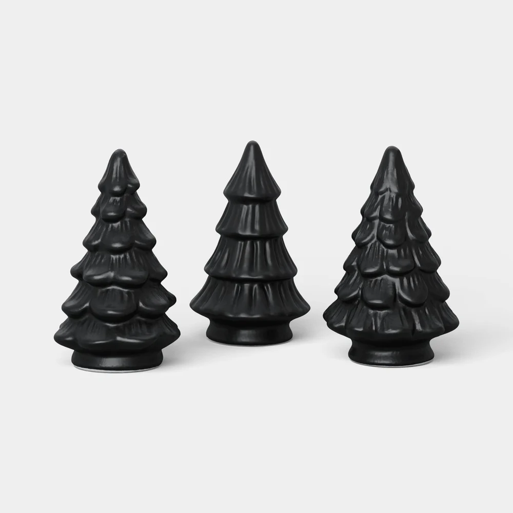 3pk Christmas Metal Decorative Objects Mini Figurals Matte Black - Wondershop™