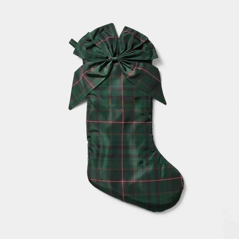 Plaid Bow Printed Holiday Stocking - Threshold™ designed with Studio McGee