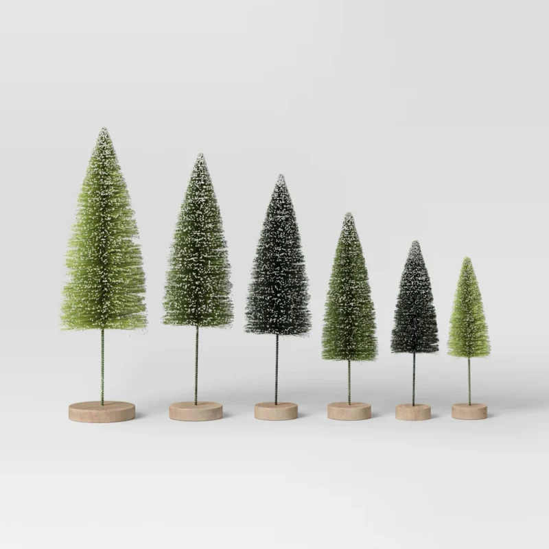 6ct Sisal Bottle Brush Tree Christmas Figurine Set - Wondershop™