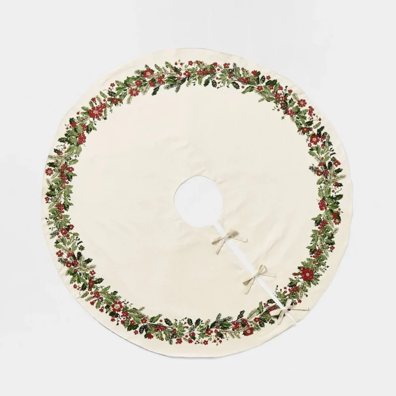 Holly Wreath Pattern Tree Skirt - Threshold™ designed with Studio McGee