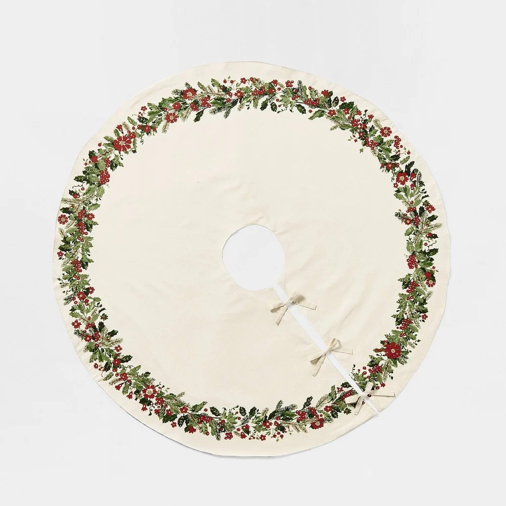 Holly Wreath Pattern Tree Skirt - Threshold™ designed with Studio McGee