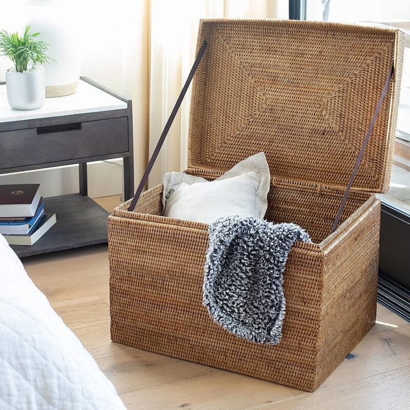 Tava Handwoven Rattan Rectangular Hinged Chest