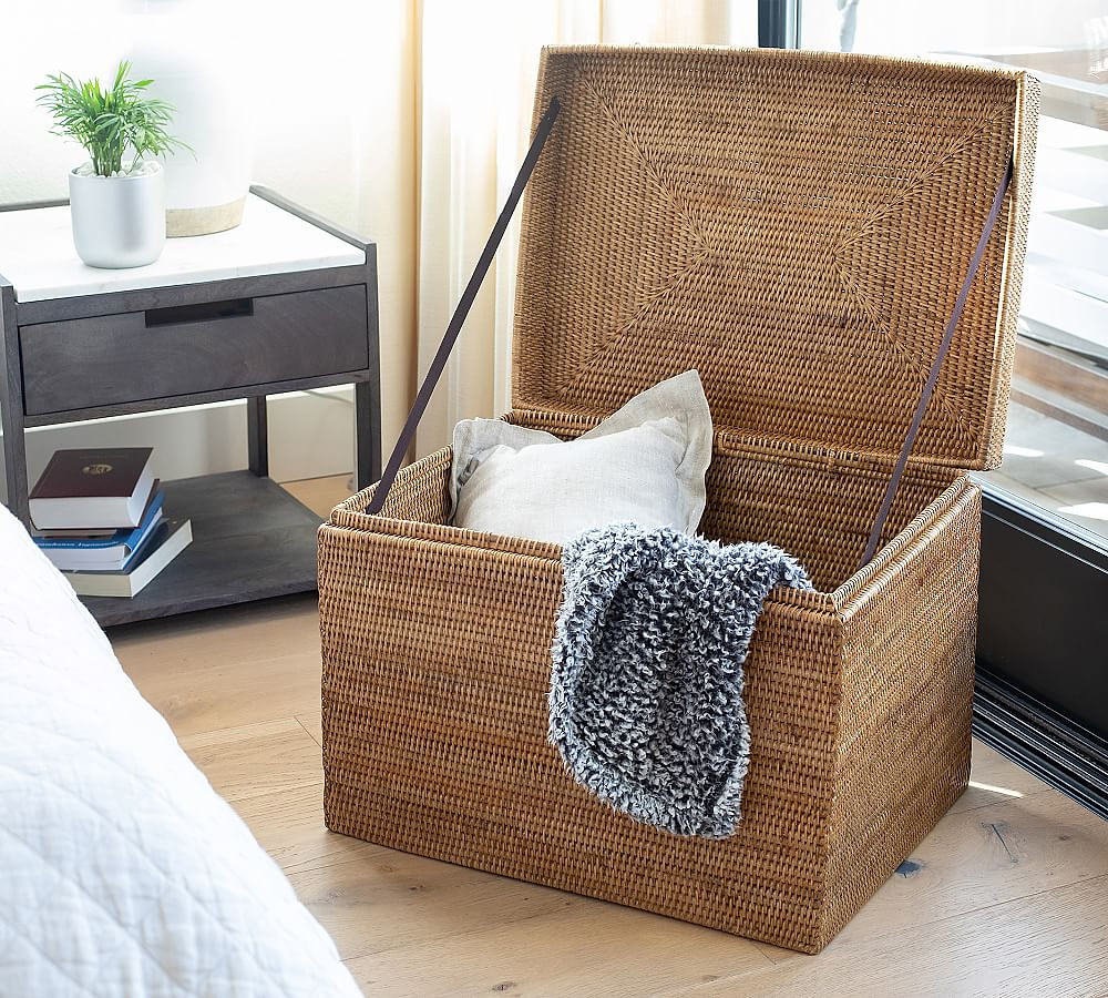 Tava Handwoven Rattan Rectangular Hinged Chest