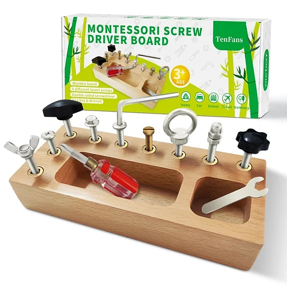 TenFans Montessori Toys for 3 4 5 Year Old, Montessori Screwdriver Board, Kids Wooden Toys, Fine ...