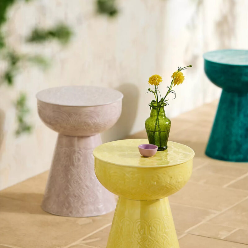 Textured Enamel Side Table