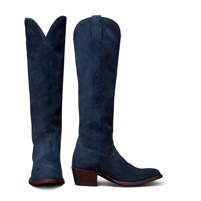 The Abby Tall Cowgirl Boot - Black suede | Tecovas