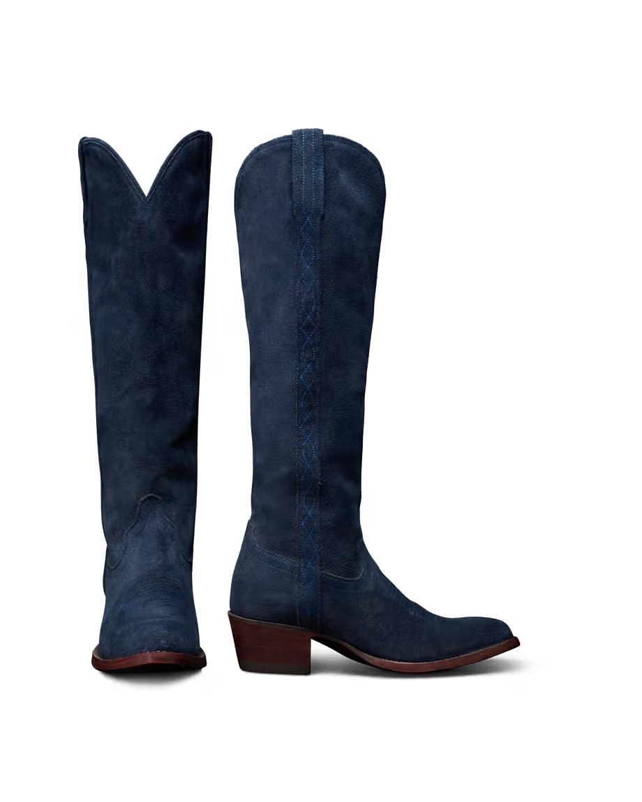 The Abby Tall Cowgirl Boot - Black suede | Tecovas